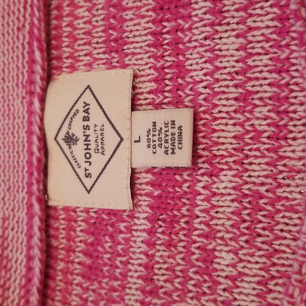 Saint John's Bay pink & white sweater size L like new - Picture 6 of 6